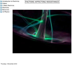 FACTORS AFFECTING RESISTANCE
Thursday, 4 November 2010
 
