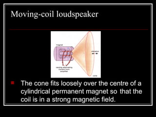 Moving-coil loudspeaker



                 S




   If the current flows in the direction shown
    about, the coil will...