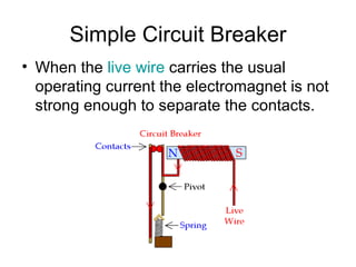 Simple Circuit Breaker
• After the fault is repaired, the contacts can
  then be pushed back together
  by lifting a switc...
