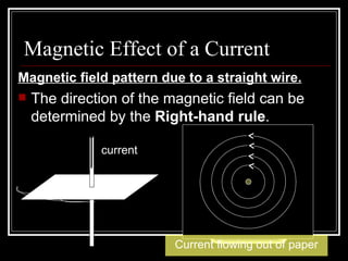 Magnetic Effect of a Current
Magnetic field pattern due to a straight wire.
   The direction of the magnetic field can be...