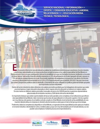 MINED/ Promoción y Orientación para Bachilleratos Técnicos Vocacionales
Informe de Mercado Laboral para la Especialidad en Electromecánica 41
 