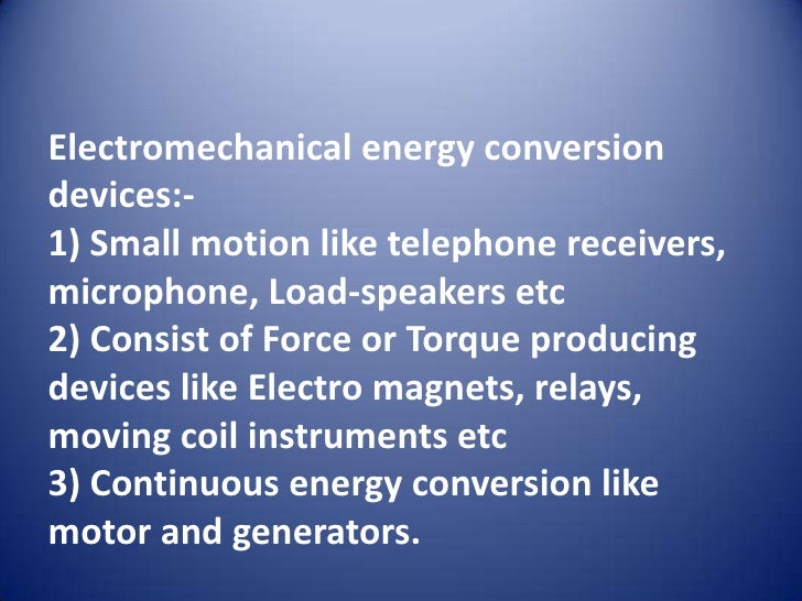 Electromechanical energy conversion principles