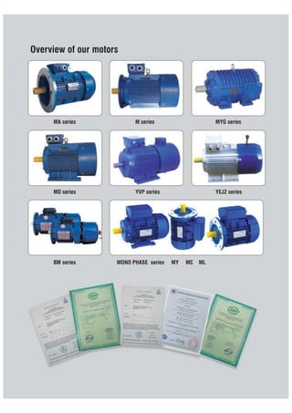 Overview of our motors




     MA series             M series                     MYG series




     MD series             YVP series                   YEJ2 series




     BM series       MONO PHASE series   MY   MC   ML
 