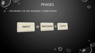PHASES
• RECORDING THE EMG REQUIRES A THREE PHASES.
 