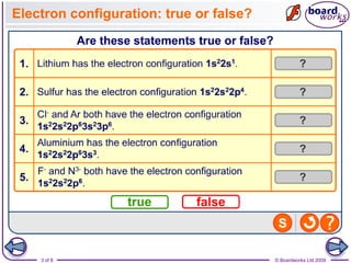 3 of 8 © Boardworks Ltd 2009
Electron configuration: true or false?
 