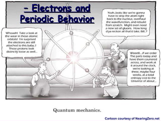 – Electrons and
Periodic Behavior




                    Cartoon courtesy of NearingZero.net
 