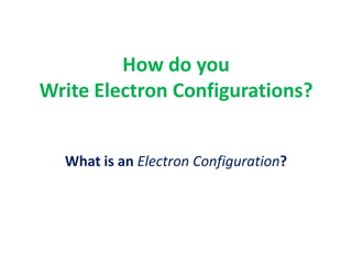 How do you
Write Electron Configurations?
What is an Electron Configuration?

 