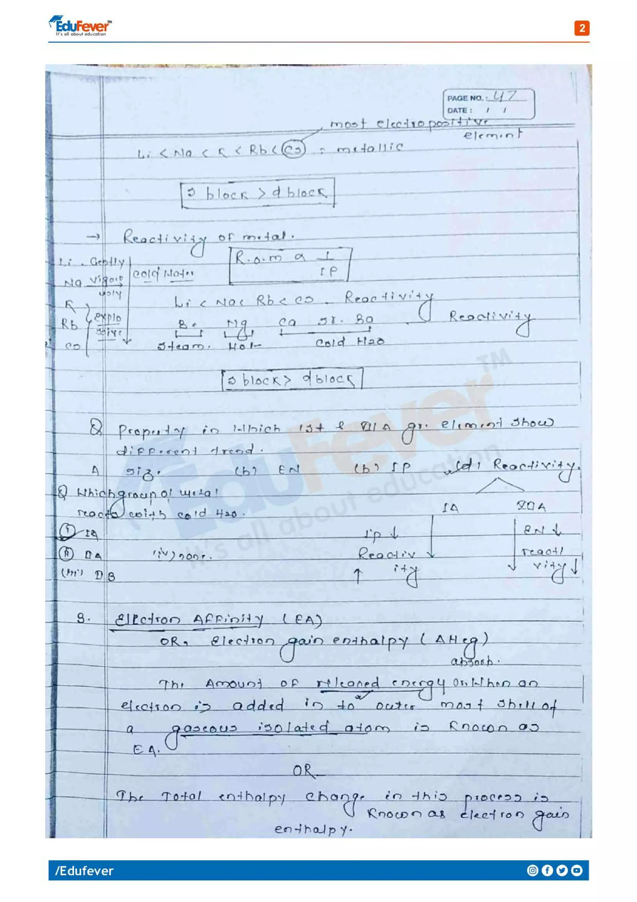 Electronegativity - Chemistry Handwritten Notes | PDF