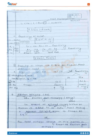 Electronegativity - Chemistry Handwritten Notes | PDF