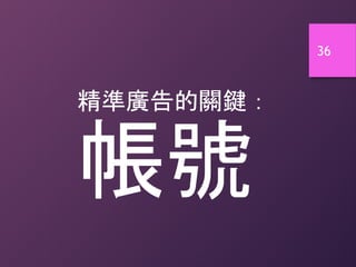 36
精準廣告的關鍵：
帳號
 