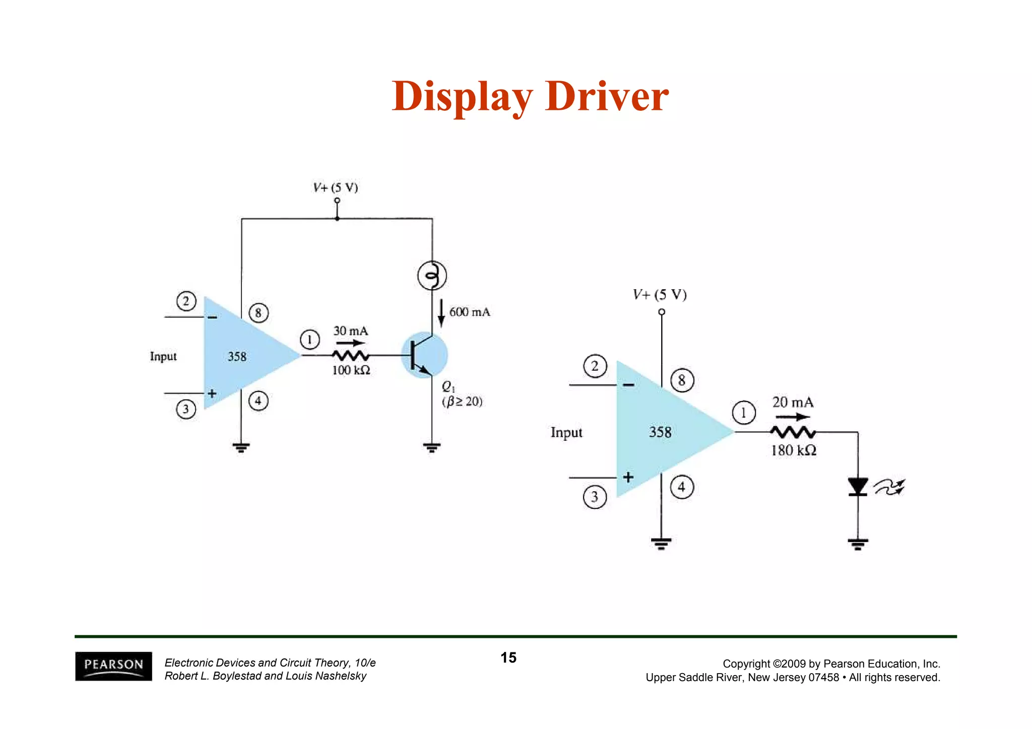 Display Driver 
Copyright ©2009 by Pearson Education, Inc. 
Upper Saddle River, New Jersey 07458 • All rights reserved. 
Electronic Devices and Circuit Theory, 10/e 
Robert L. Boylestad and Louis Nashelsky 
15 
 