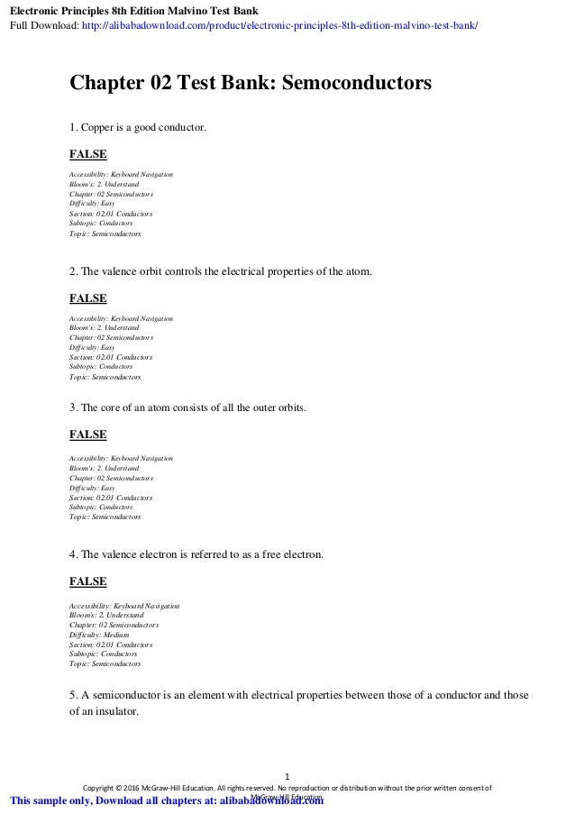 Electronic Principles 8th Edition Malvino Test Bank