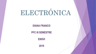 ELECTRÓNICA
DIANA FRANCO
PFC III SEMESTRE
ENSVI
2019
 