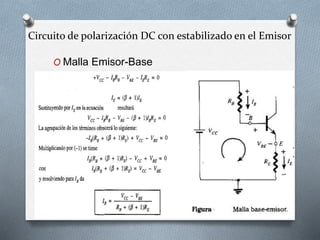 O Malla Emisor-Base
Circuito de polarización DC con estabilizado en el Emisor
 