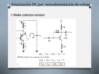 Polarización DC por retroalimentación de voltaje
O Malla colector-emisor
 