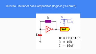 Circuito Oscilador con Compuertas (lógicas y Schmitt)
 