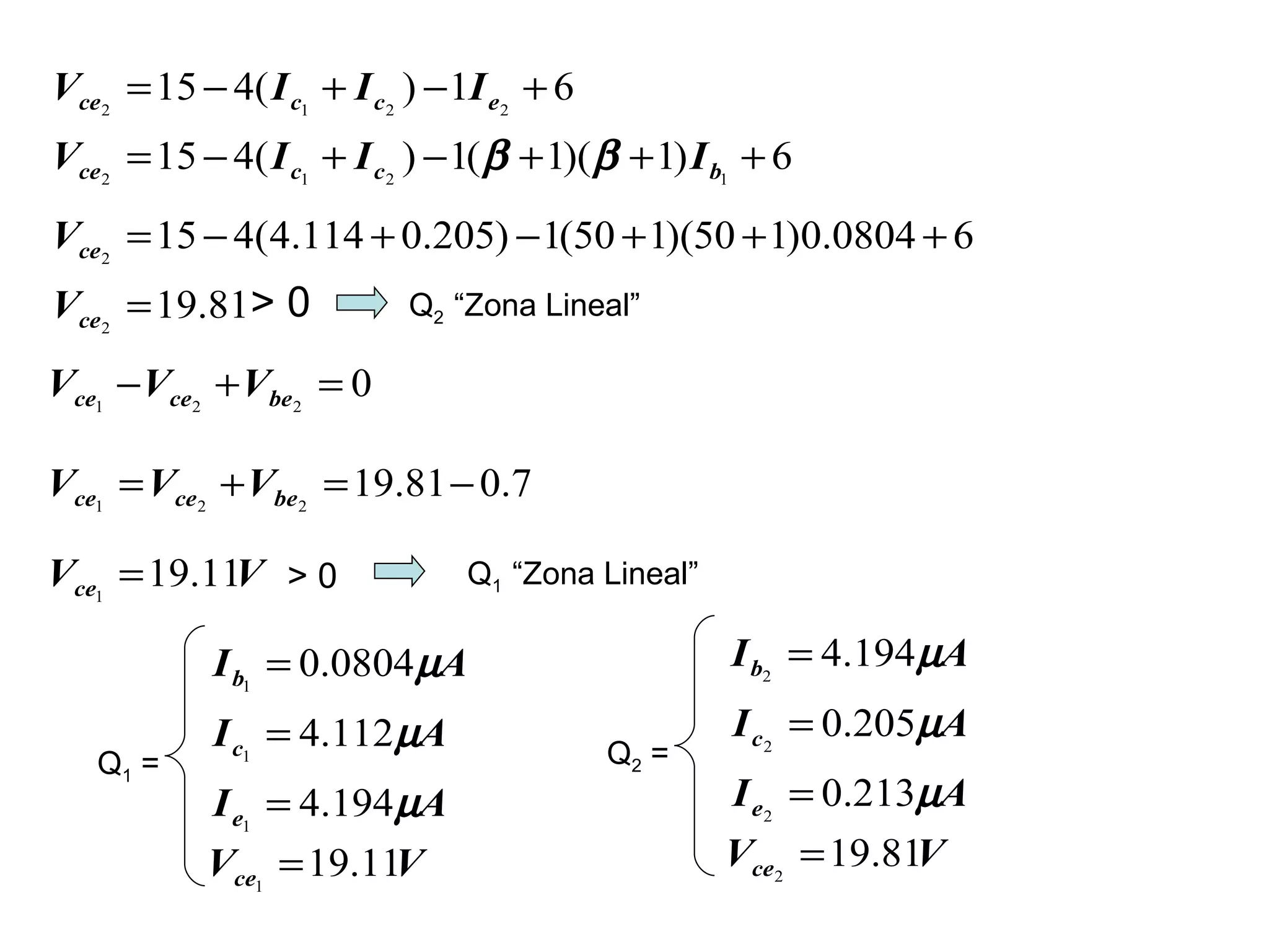 > 0 Q 1  “Zona Lineal” Q 1  = Q 2  = > 0 Q 2  “Zona Lineal” 