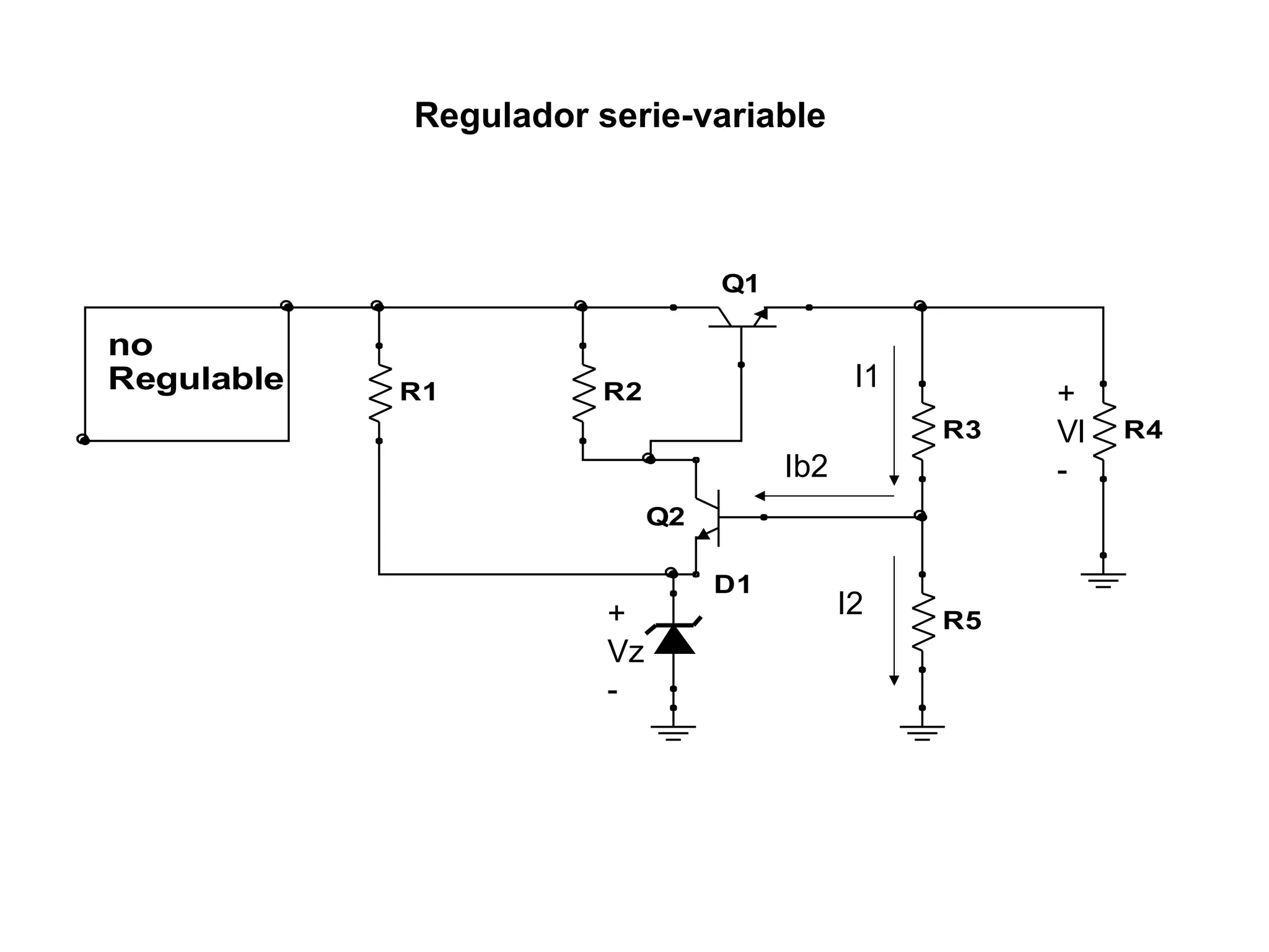 Regulador serie-variable + Vz - Ib2 I1 I2 + Vl - 