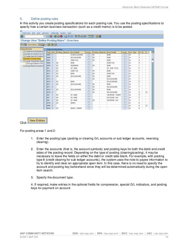 Electronic bank statement mt940 format