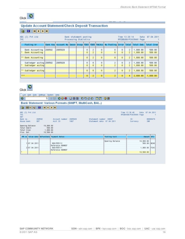 Electronic bank statement mt940 format