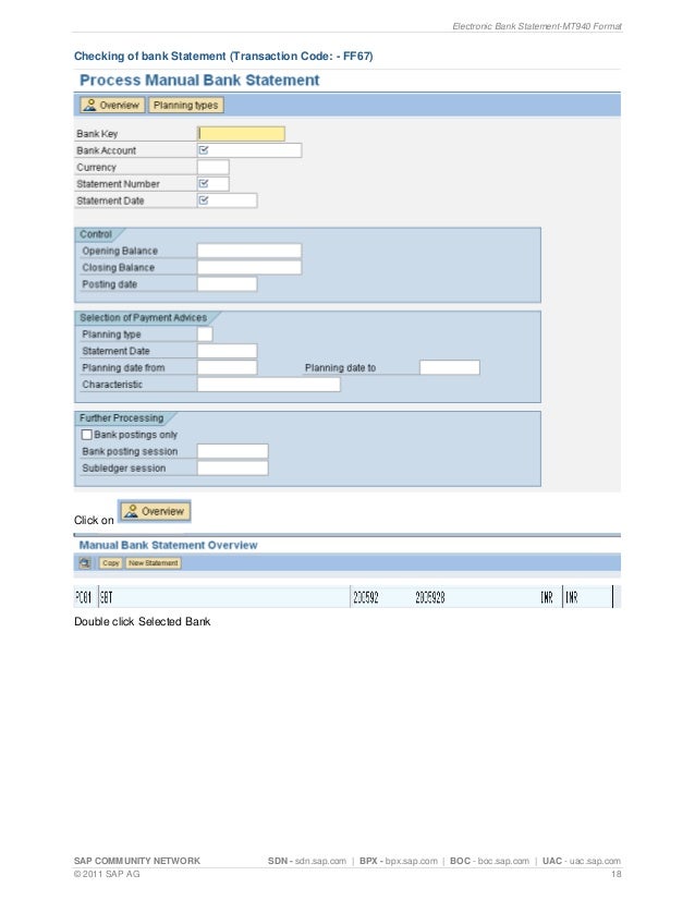 Electronic bank statement mt940 format