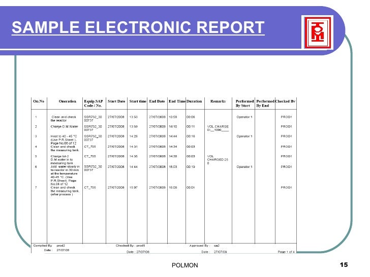 'Electronic Batch Process recording system