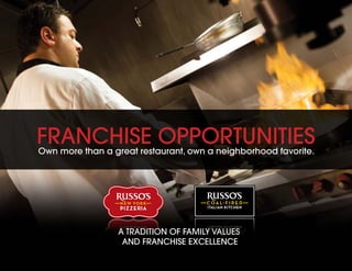 frAnchise oPPorTuniTies
own more than a great restaurant, own a neighborhood favorite.




                 A TrAdiTion of fAmily VAlues
                  And frAnchise excellence
 