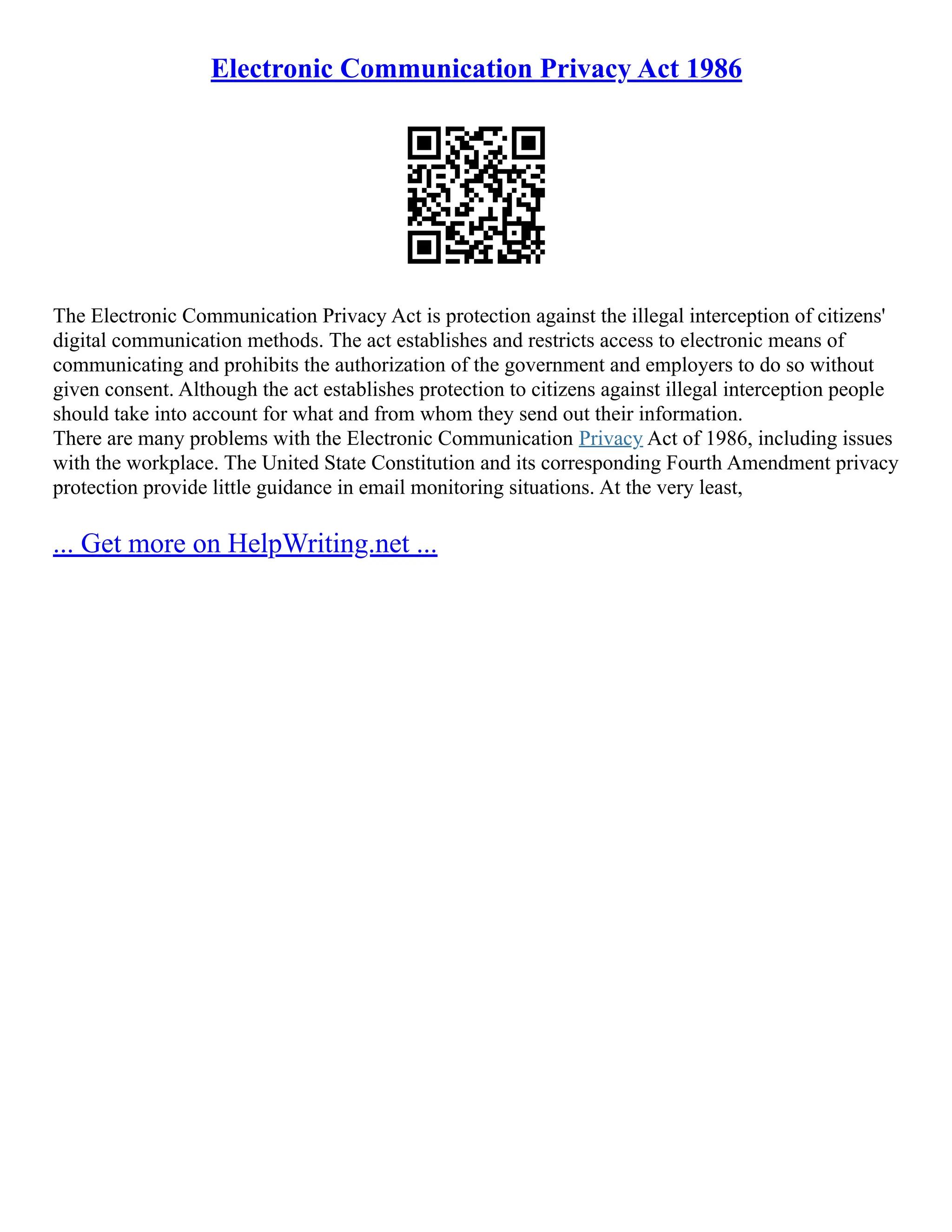 Electronic Communication Privacy Act 1986 PDF