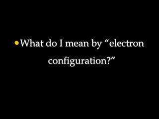 What do I mean by “electron
configuration?”
 