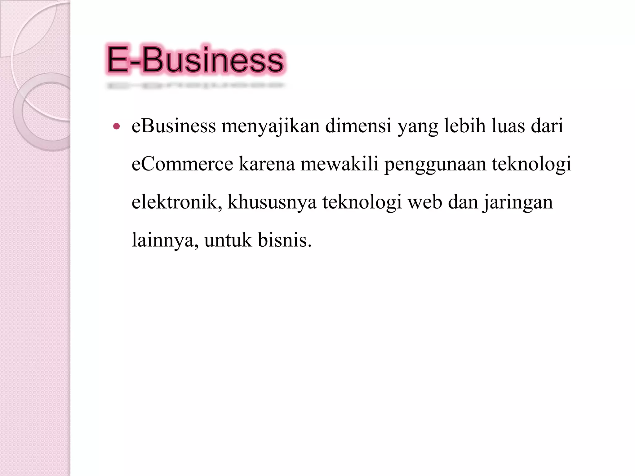 Integrasi : Integrasiantarsistemdapatdilakukandenganperantara EDI. Setiap unit didalamorganisasiakanterintegrasidenganadanya EDI didalamnyasehinggaprosesmenjadilebihefisien.Kelemahan EDIKetergantungan tinggi pada partisipasi mitra dagangMahal bagi perusahaan kecilSulit untuk menyetujui standar yang akan digunakan.