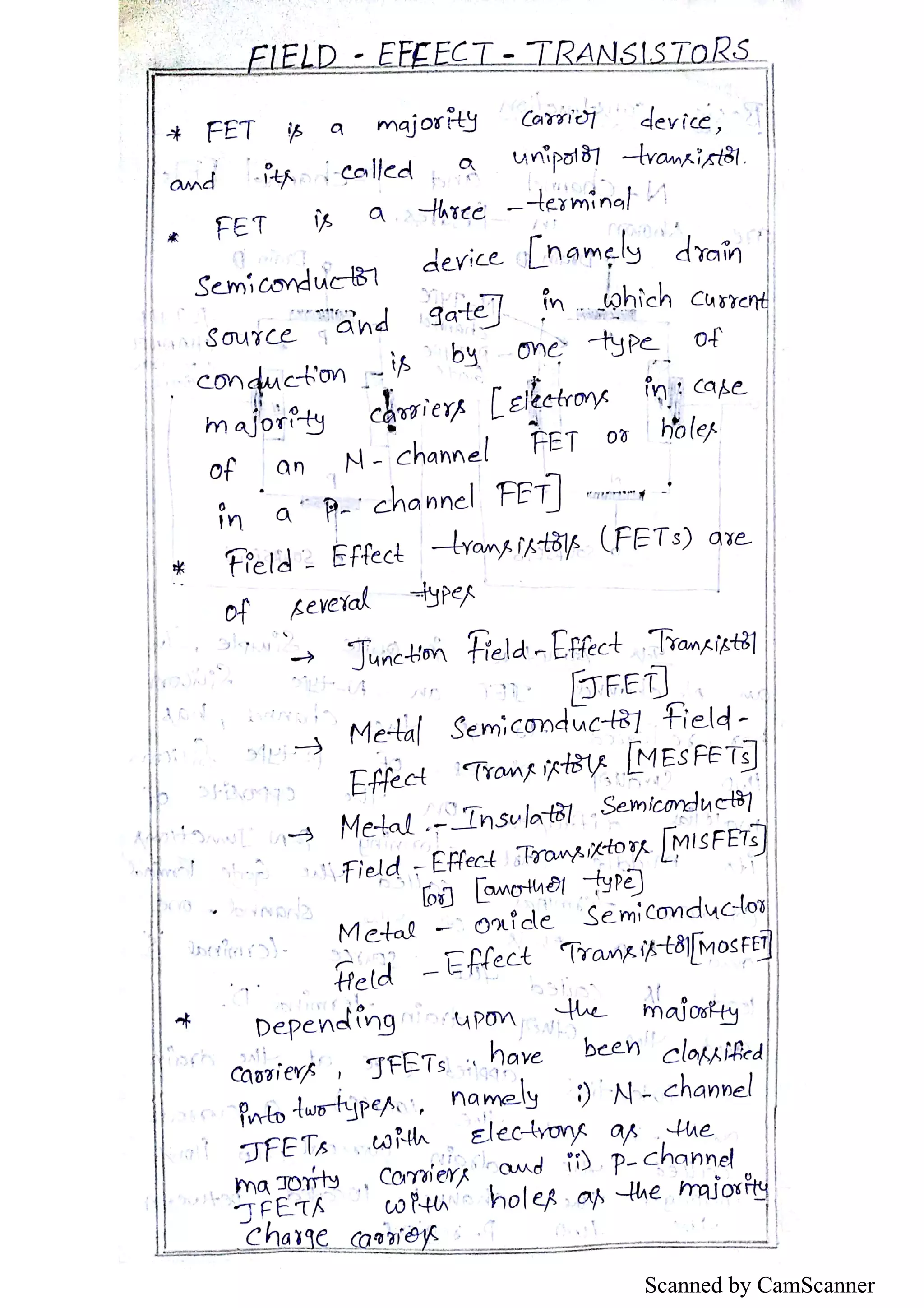 Electronic devices and circuits JFET notes prepared by S S Kiran PDF