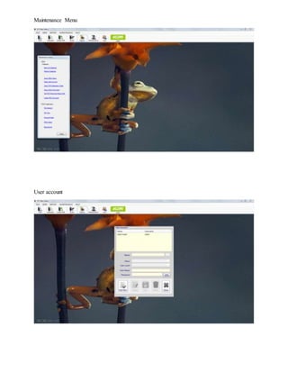Maintenance Menu
User account
 