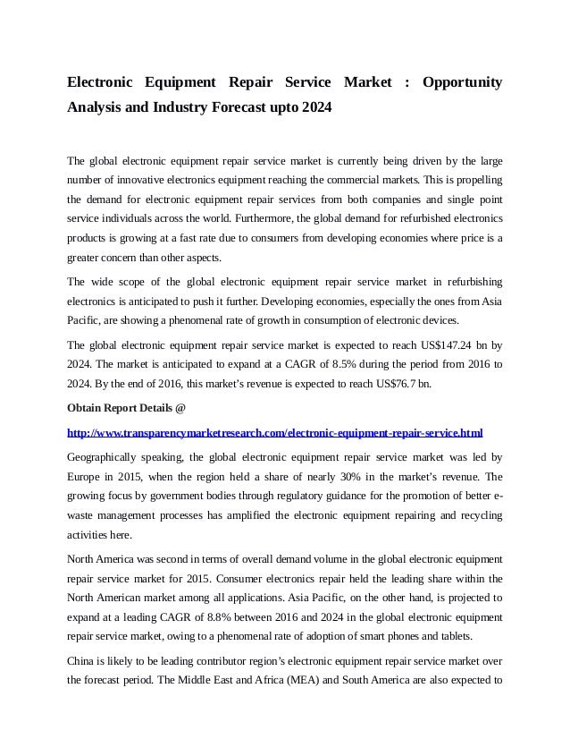 Electronic equipment repair service market
