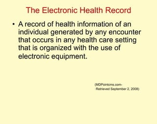 Electronic Health Record Tesc 2008 Egenton
