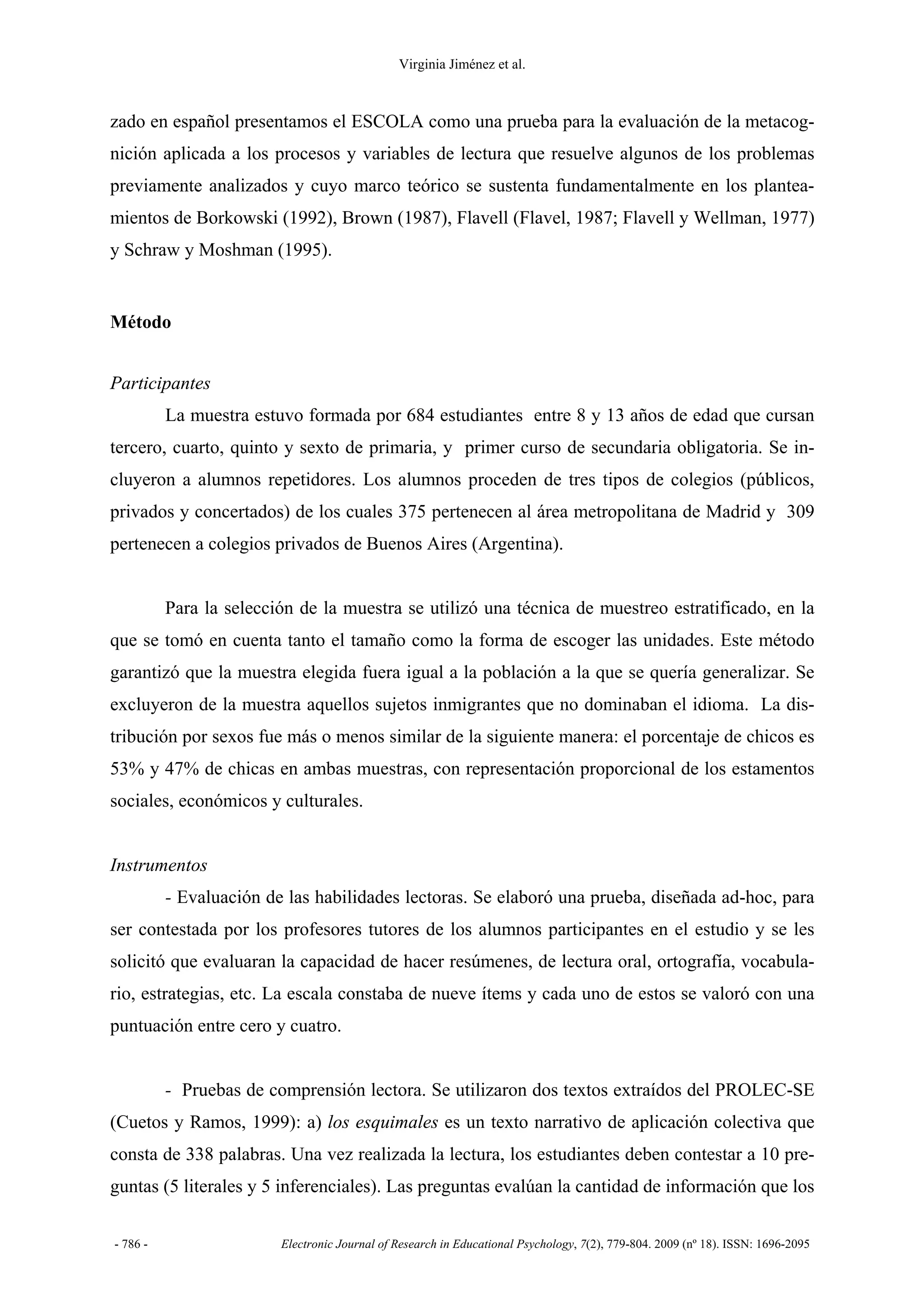 Electronic Journal Research Educational Psychology 2009