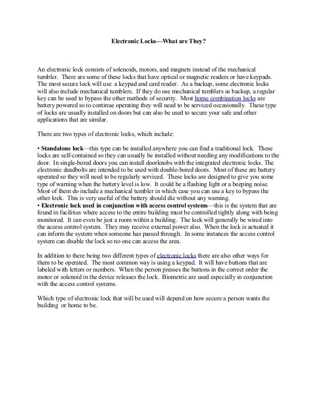 Electronic locks—what are they