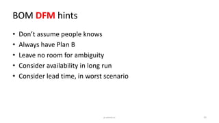 BOM DFM hints
• Don’t assume people knows
• Always have Plan B
• Leave no room for ambiguity
• Consider availability in long run
• Consider lead time, in worst scenario
25p.seeed.cc
 