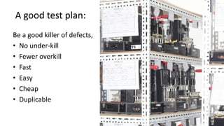 Be a good killer of defects,
• No under-kill
• Fewer overkill
• Fast
• Easy
• Cheap
• Duplicable
A good test plan:
57p.seeed.cc
 