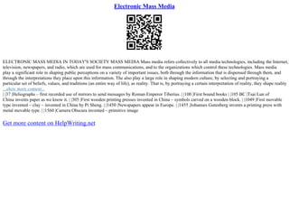 Electronic Mass Media | PPT