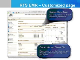 RTS EMR – Customized page
 
