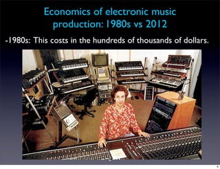 Economics of electronic music
             production: 1980s vs 2012
-1980s: This costs in the hundreds of thousands of do...