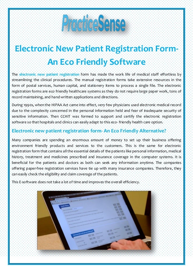 Electronic New Patient Registration Form An Eco Friendly Software
