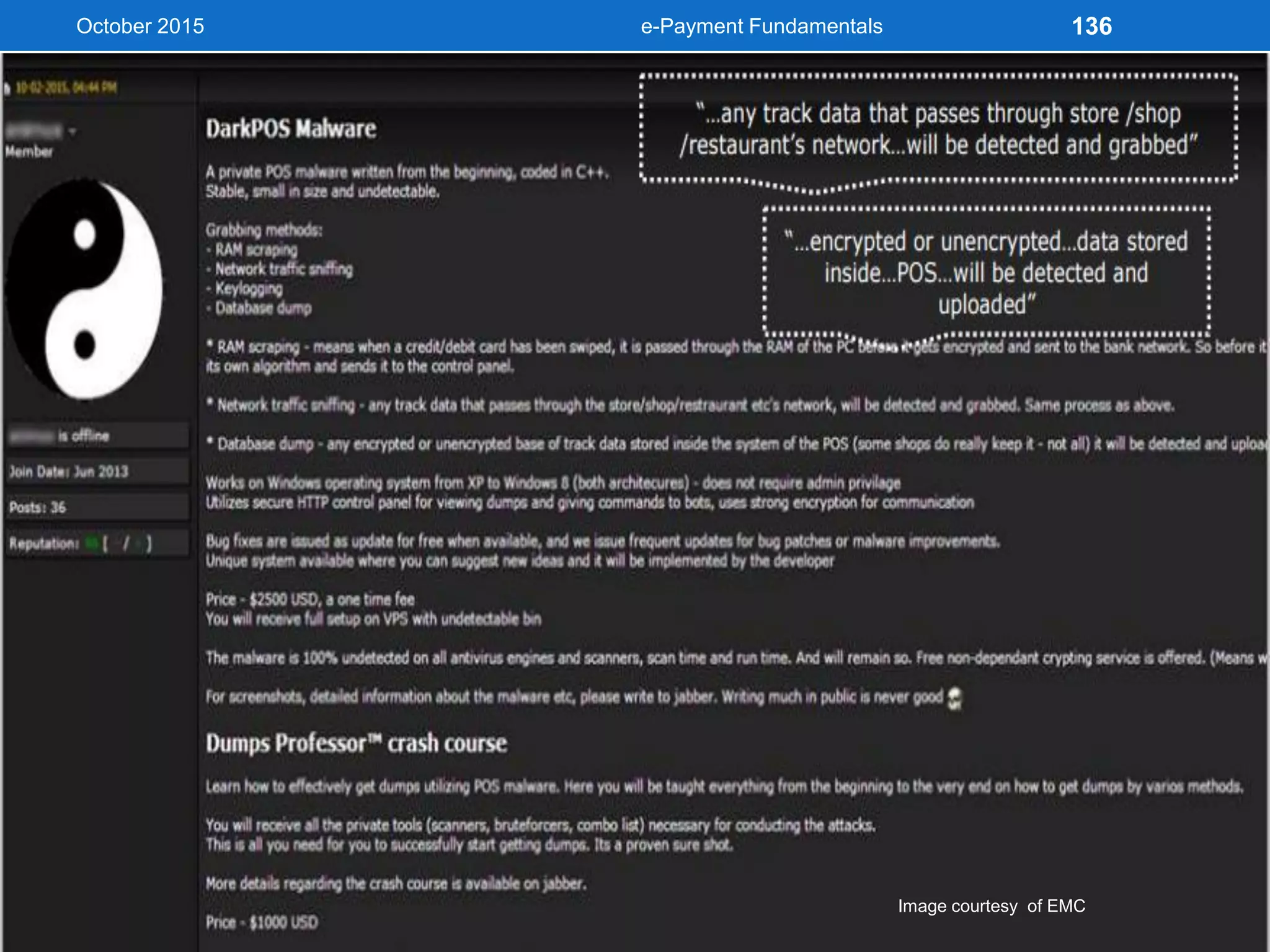 October 2015
Image courtesy of EMC
e-Payment Fundamentals 136
 