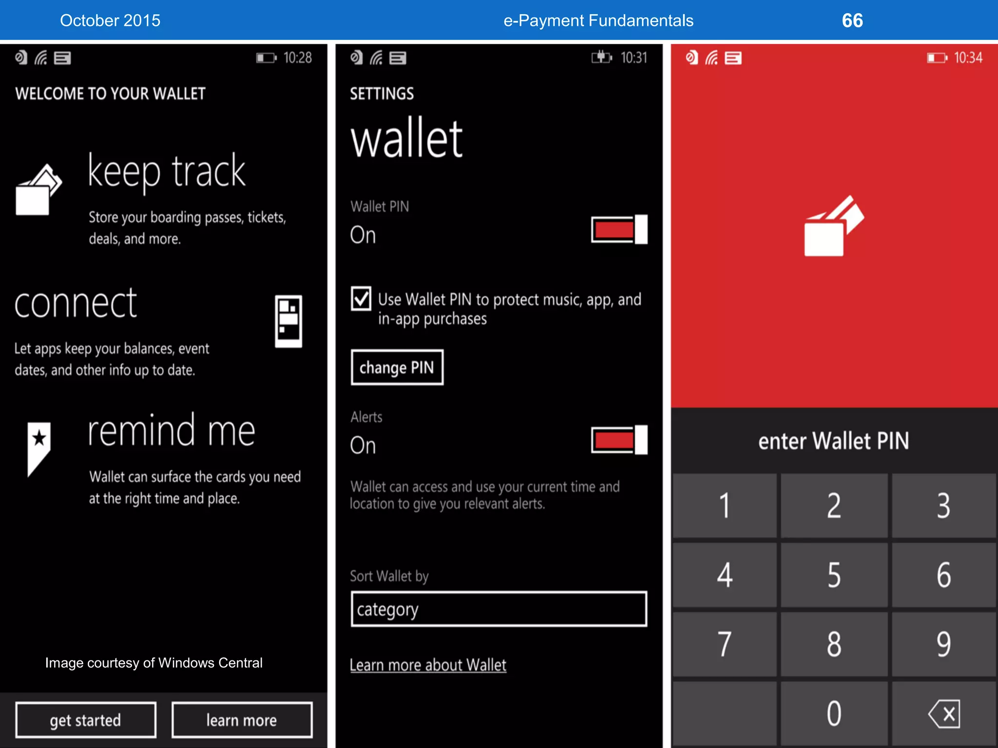 October 2015 e-Payment Fundamentals 66
Image courtesy of Windows Central
 