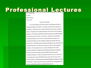 Professional Lectures 