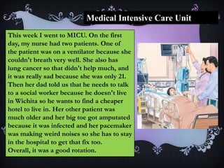 Blogs Over RotationsBlogging is a big part of Health Academy because it allows the students to share their experiences. Sometime students will talk about their rotation in front of the whole class, but for most of the time, students will blog about their rotation on Black Board, which is easier because then other students can leave their comments right under the blog.