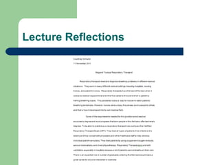 Lecture Reflections  