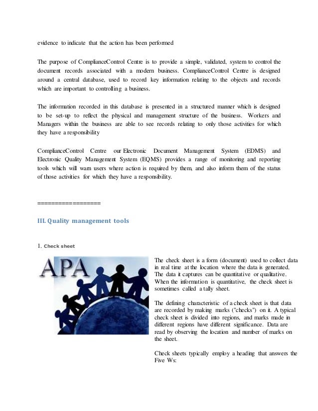 Electronic quality management system