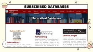 SUBSCRIBED DATABASES
Discovery Service for Single Search
 