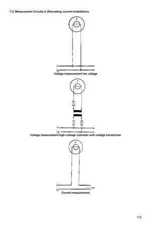 7.2. Measurement Circuits in Alternating−current Installations




                                  Voltage measurement low voltage




                Voltage measurement high−voltage voltmeter with voltage transformer




                                        Current measurement




                                                                                      116
 
